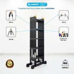 Thang nhôm gấp 4 đoạn SUMIKA SKM205 NEW, chữ A 2.9m, chữ I 5.8m