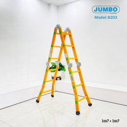 Thang nhôm gấp 4 đoạn JUMBO B203, chữ A cao 1.7m
