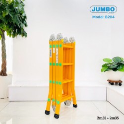 Thang nhôm gấp 4 đoạn JUMBO B204, chữ A cao 2.35m