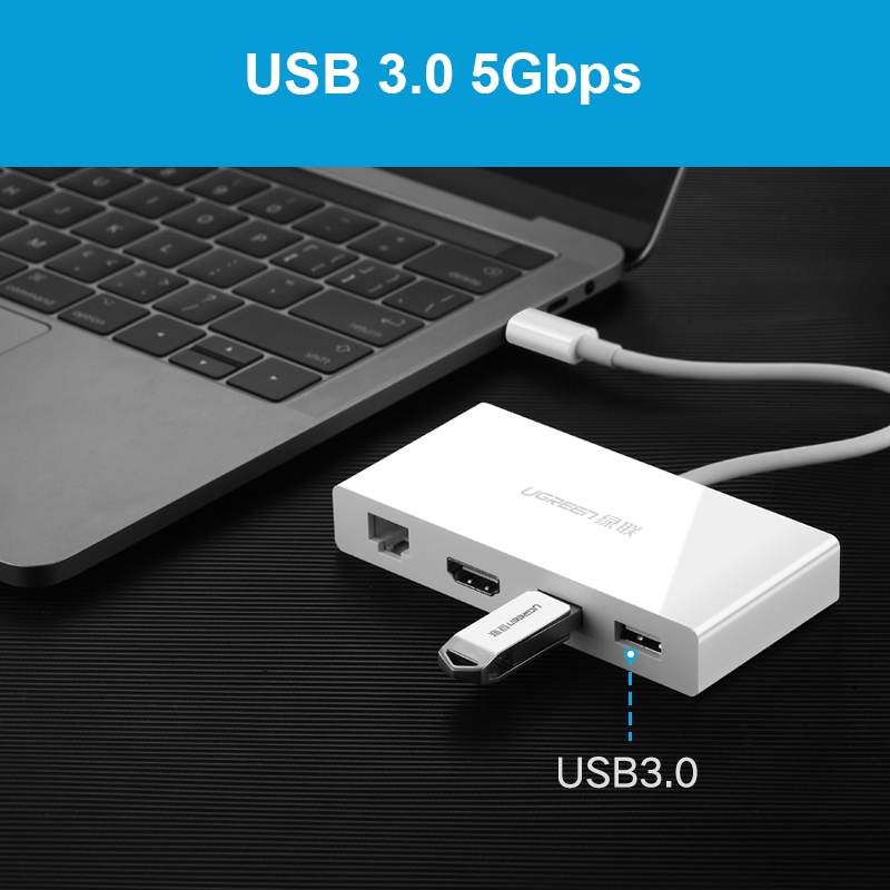 Cáp chuyển đổi USB type - C ra HDMI 4K LAN Ugreen 40377