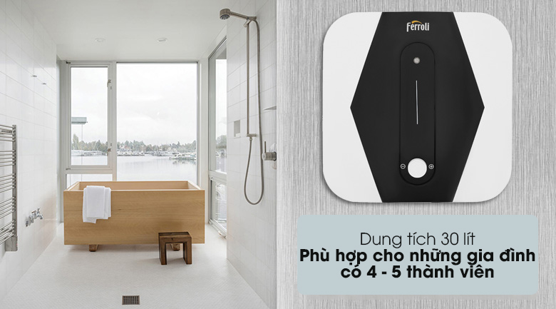 Bình nóng lạnh gián tiếp Ferroli 30 lít 2500W MIDO SQ 