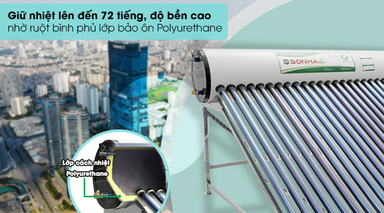 Bình nóng lạnh năng lượng mặt trời Sơn Hà 280 lít Eco 58-280