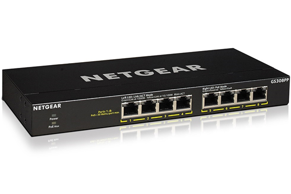 8-Port Gigabit Ethernet Unmanaged High-Power Flex PoE+ Switch NETGEAR GS308PP