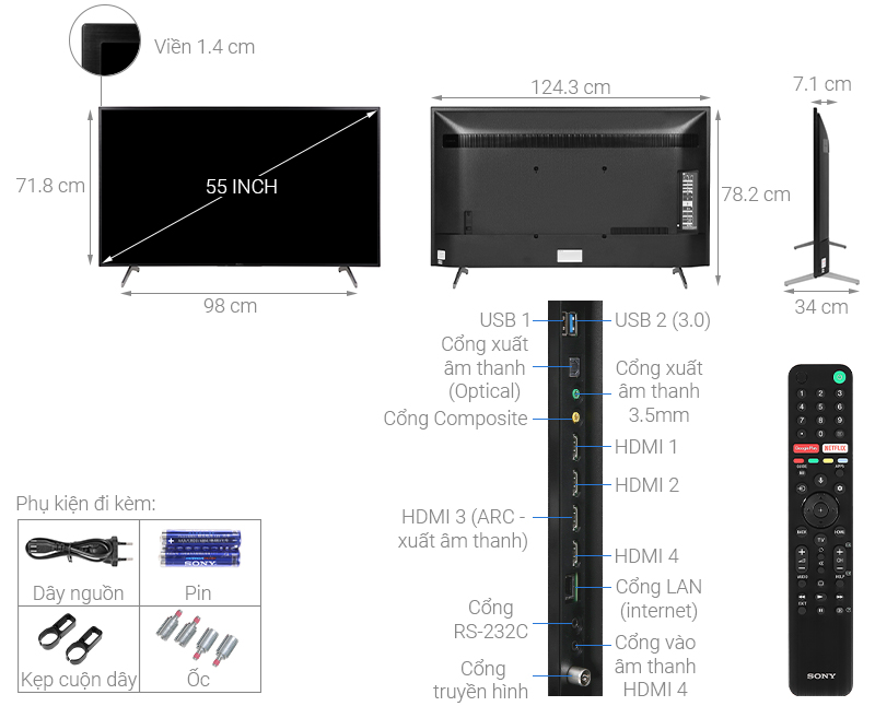 Android Tivi Sony 4K 55 inch KD-55X8000H (2020)