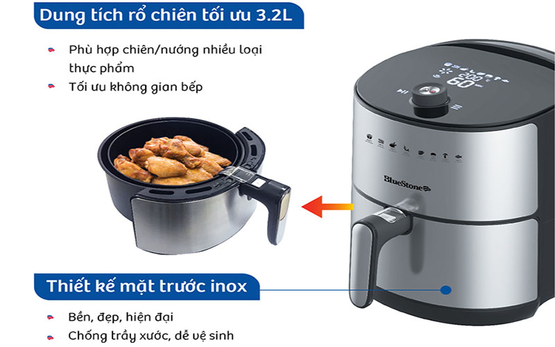 Nồi chiên không dầu điện tử BlueStone AFB-5869 (3,2 lít)