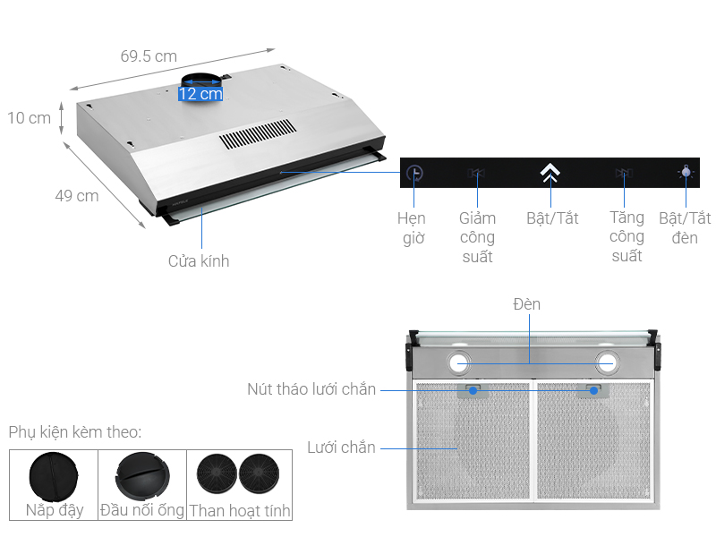 Máy hút mùi âm tủ Hafele HC-BI70B 