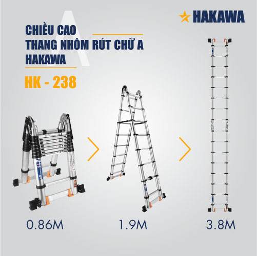 Thang Nhôm Rút Đôi Chữ A HAKAWA HK-238