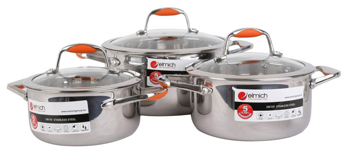 Bộ nồi Elmich inox 304 Matador 3 chiếc EL0123 (Size 18,20,24cm)