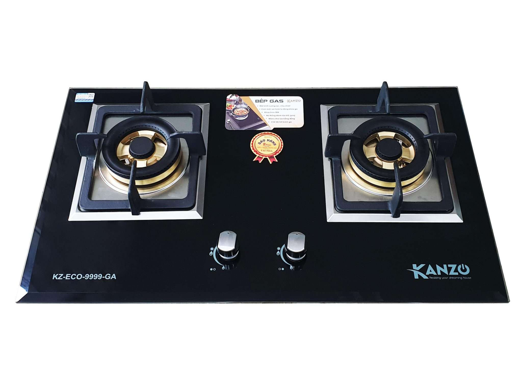 Bếp gas âm Kanzo KZ-ECO-9999-GA Germany Technology, mâm chia lửa bằng đồng nguyên chất, 2 vòng lửa