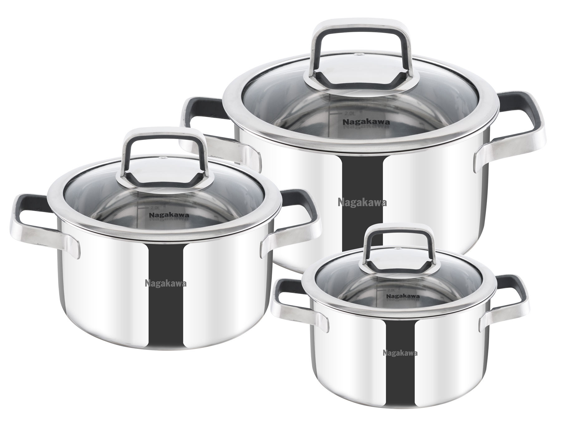 Bộ 3 nồi inox 304 nguyên khối Nagakawa NAG1353