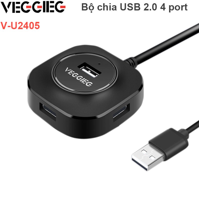 BỘ CHIA HUB USB 2.0 4 CỔNG CÓ HỖ TRỢ NGUỒN NGOÀI VEGGIEG V-U2405