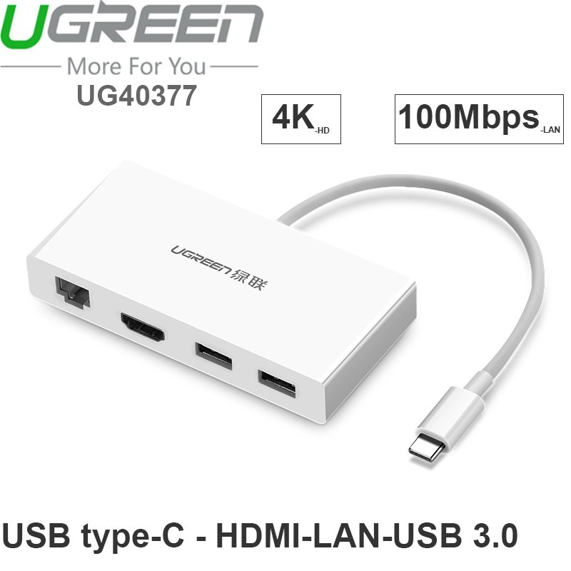 Bô chuyển USB-C sang LAN/HDMI/USB 3.0 2 port Ugreen 40377