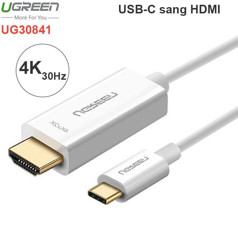 Cáp chuyển USB Type C ra HDMI 4K 1.5 mét UGREEN 30841 (màu trắng)