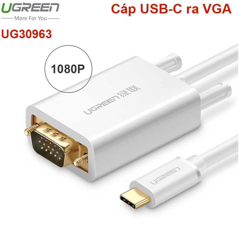 Cáp chuyển USB type-C ra VGA 1.5 mét full HD 1080P UGREEN 30842