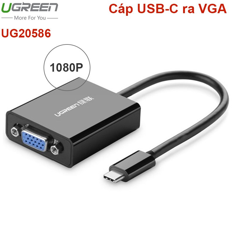 USB type-C to VGA Adapter 15Cm full HD 1080P UGREEN 20586