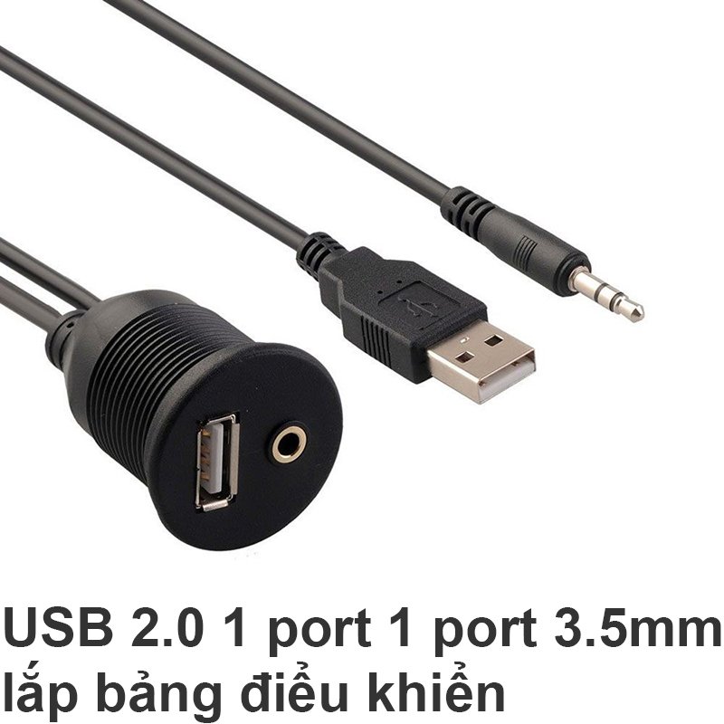 Cáp nối dài USB 2.0 + audio 3.5mm lắp bảng điều khiển