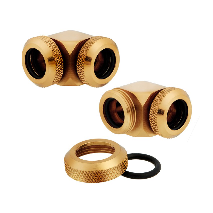 Corsair Hydro X Series XF Hardline 2-pack (90° Angled 12mm OD compression; gold) (CX-9052023-WW )