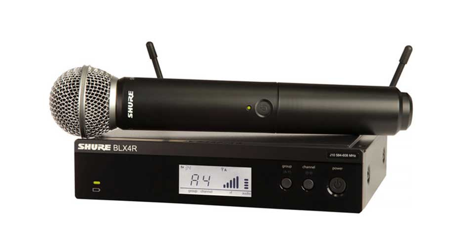 Micro không dây và bộ phận thu phát của micro BLX24RA/PG58-K3E hiệu Shure