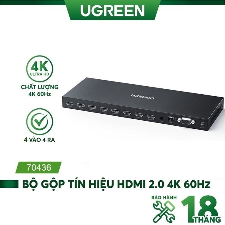 Bộ chia, gộp tín hiệu HDMI 2.0 Matrix 4 vào 4 ra Ugreen 70436 cao cấp