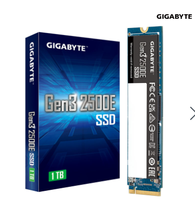 Ổ CỨNG SSD GIGABYTE 2500E 500GB PCIE GEN 3.0X4 (ĐỌC 2400MB/S GHI 1800MB/S - (G325E500G)