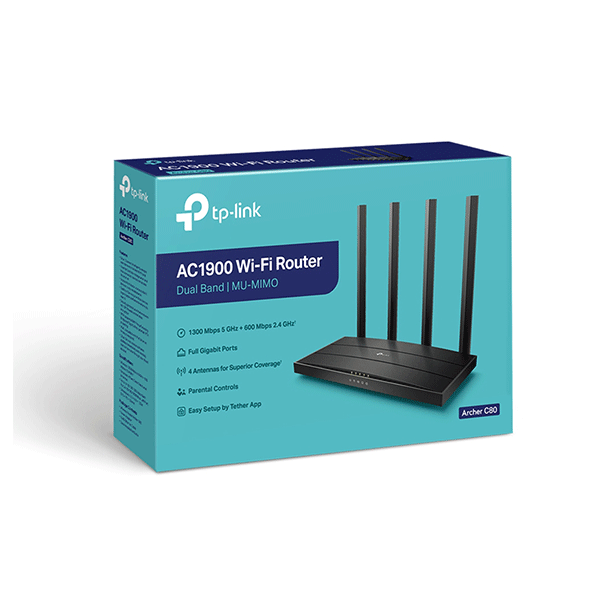 Bộ phát wifi TP-Link Archer C80 (Chuẩn AC/ AC1900Mbps/ 4 Ăng-ten ngoài/ Wifi Mesh/ 35 User)