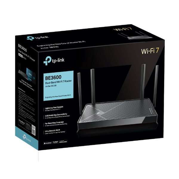 Bộ phát wifi 7 TP-Link Archer BE230 (Chuẩn BE/ BE3600Mbps/ 4 Ăng-ten ngoài/ Wifi Mesh/ Dưới 100 User)
