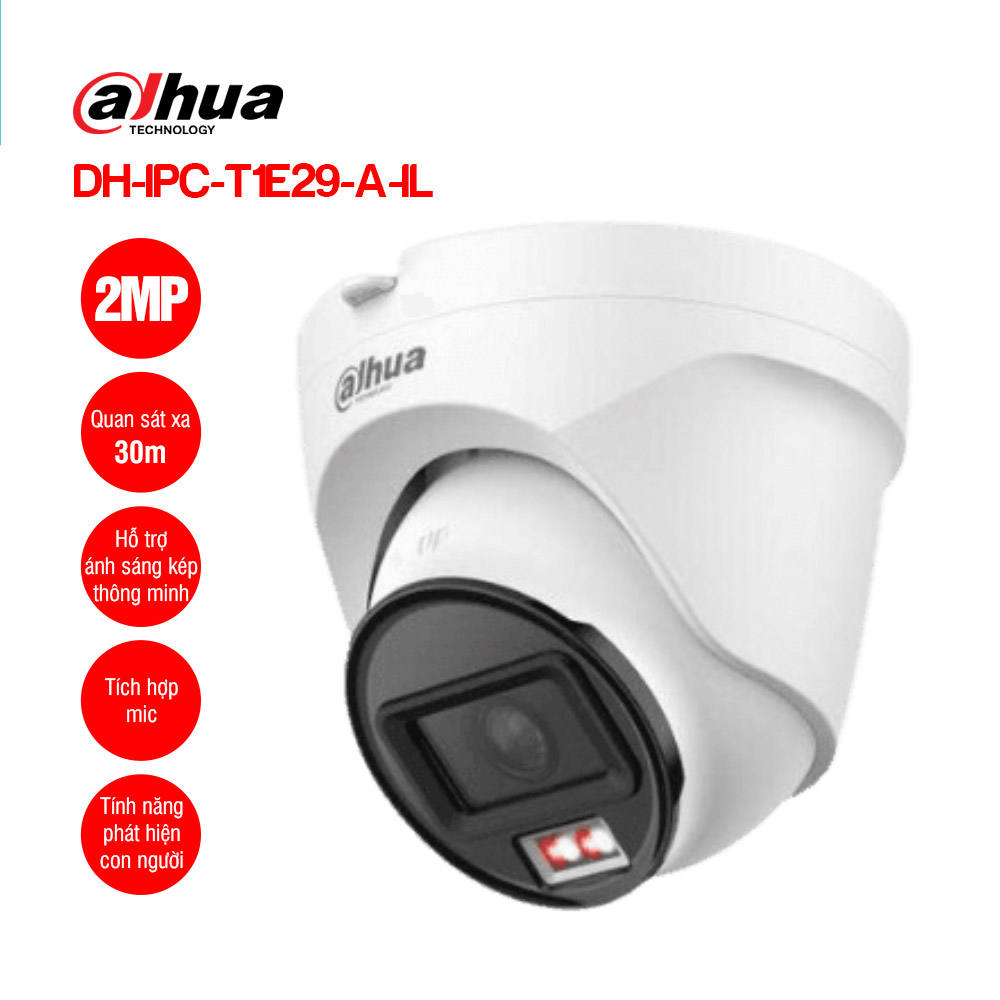 Camera IP 2MP Dome DAHUA DH-IPC-T1E29-A-IL