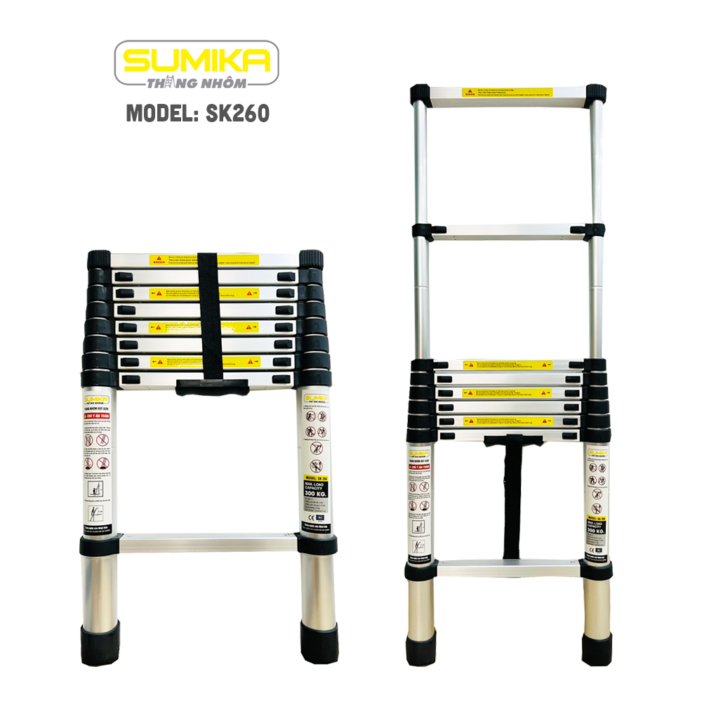 Thang rút nhôm Sumika SK260, đai đen, chiều cao 2.6m